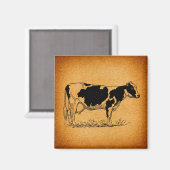Antike Holstein Kuhfarm Illustration Magnet (Vorderseite/Rückseite)