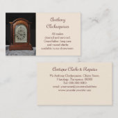 Antike hölzerne Kaminsimsuhr Visitenkarte (Vorne/Hinten)