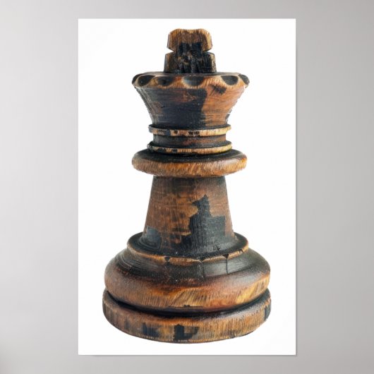 Antike hölzerne Schachkönig-Figur Poster (Vorne)
