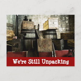 Antike Holzkisten, die wir umgezogen haben, neue A Ankündigungspostkarte