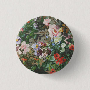 Antike hübsche bunte Blumen Blumenmalerei Button