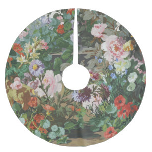 Antike hübsche bunte Blumen Blumenmalerei Polyester Weihnachtsbaumdecke