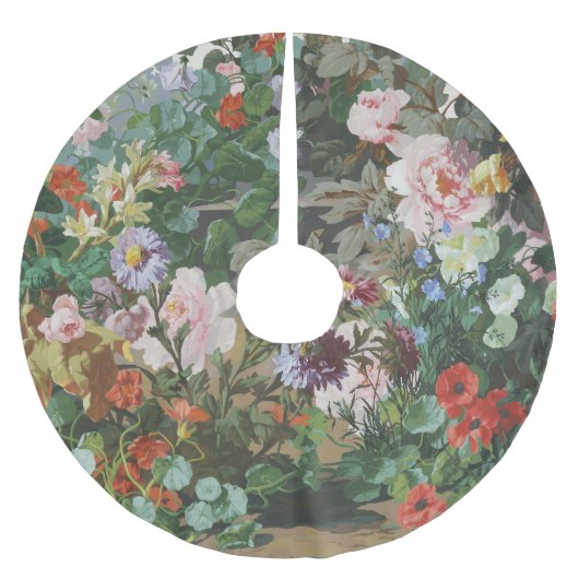 Antike hübsche bunte Blumen Blumenmalerei Polyester Weihnachtsbaumdecke (Vorderseite)