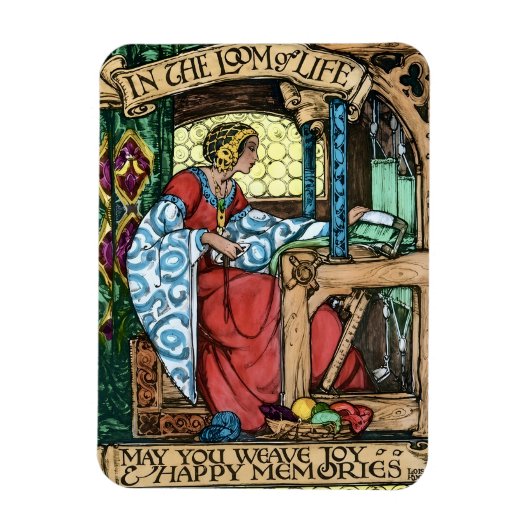 Antike Illustration eines Webstuhls des Lebens | A Magnet (Vertikal)