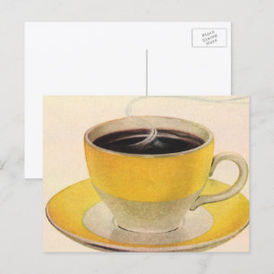Antike Illustration Kaffee in einer gelben Tasse Postkarte