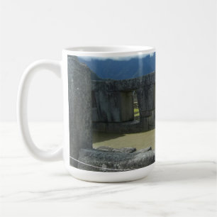 Antike Inkasteinruinen-Fensterblick-Aufkleber Kaffeetasse