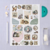 Antike inspirierte Sammlung von Katzen-Themen-Ephe Seidenpapier (Handwerk)