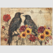 Antike Inspirierte Sonnenblumen Rote Rosen Rabe