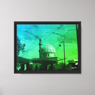 Antike irakische Bagdad-Tankstelle an der Moschee Leinwanddruck