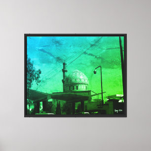 Antike irakische Tankstelle Bagdad an der Moschee Leinwanddruck