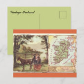 Antike Irlandkarte Postkarte (Vorne/Hinten)