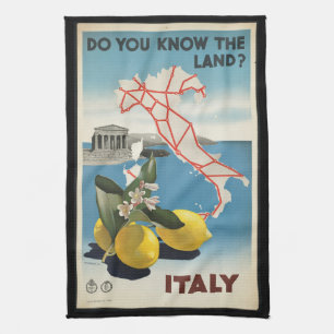 Antike Italien-Reisekarte mit Zitronen Küchentuch