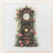 Antike Ivy Rose Standuhr Glasuntersetzer (Vorderseite)