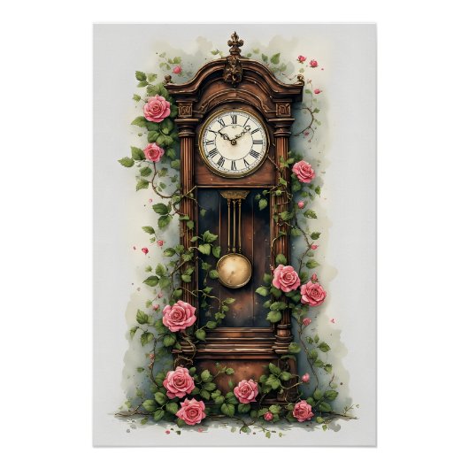 Antike Ivy Rose Standuhr Poster (Vorderseite)
