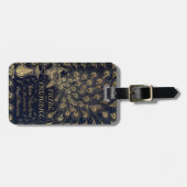 Antike Jane Austen Pride and Prejudice Peacock Gepäckanhänger (Vorderseite horizontal)