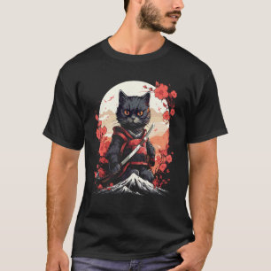 Antike Japan Krieger Ninja Katze Samurai Kätzchen T-Shirt