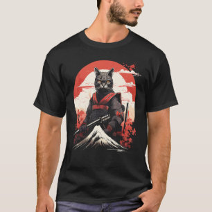Antike Japan-Krieger-Ninja-Katze-Samurai-Kitty T-Shirt