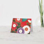 Antike Japanisch Brocade Deep Red Karte (Vorderseite)
