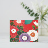 Antike Japanisch Brocade Deep Red Postkarte (Stehend Vorderseite)