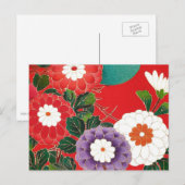 Antike Japanisch Brocade Deep Red Postkarte (Vorne/Hinten)