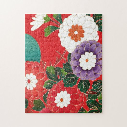 Antike Japanisch Brocade Deep Red Puzzle (Vertikal)