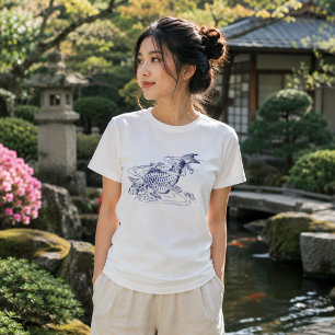 Antike japanische Blau-Weiß-Koi-Fische T-Shirt