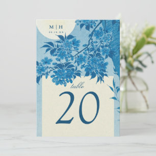 Antike japanische Hochzeit mit blauen Kirschblüten Einladung
