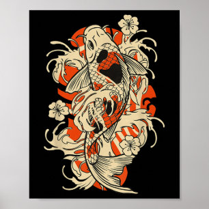 Antike japanische Koi-Fische Japan Poster
