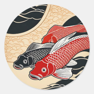 Antike japanische Koi-Fische Runder Aufkleber