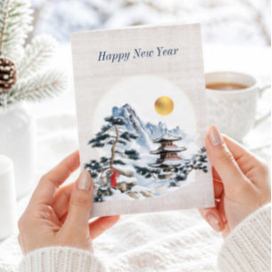 Antike japanische Neujahrsgrußkarte Feiertagskarte