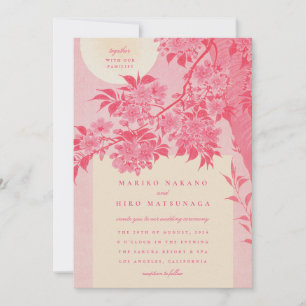 Antike japanische rosa Kirschblüten-Hochzeit Einladung