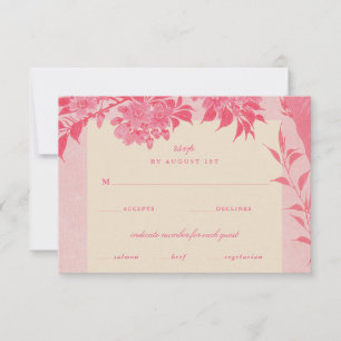 Antike japanische rosa Kirschblüten-RSVP-Karte Einladung