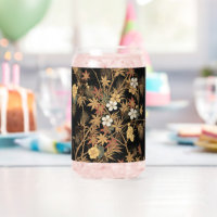 Antike japanische schwarze Gold-Herbst-Blumen-Kuns