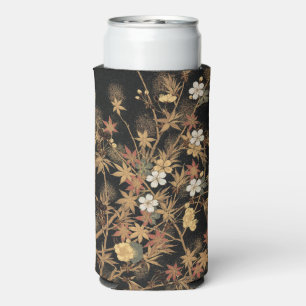 Antike japanische schwarze Gold-Herbst-Blumen-Kuns Selters Dosenkühler