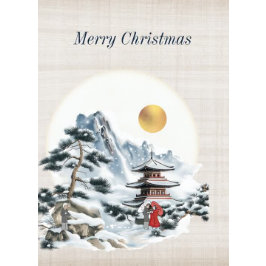 Antike japanische Weihnachtskarte Feiertagskarte