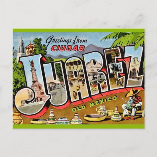 Antike Juarez Mexico Gruß Postkarte (Vorderseite)