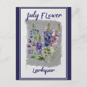 Antike Juli-Blumen-Rittersporn-Blume Postkarte