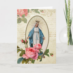 Antike Jungfrau Maria Katholische religiöse Rosen Karte