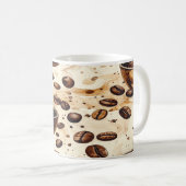 Antike Kaffebohnen Muster Tasse - Rustikaler Café (VorderseiteRechts)