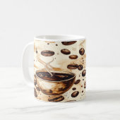 Antike Kaffebohnen Muster Tasse - Rustikaler Café (Vorderseite Links)