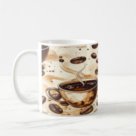 Antike Kaffebohnen Muster Tasse - Rustikaler Café