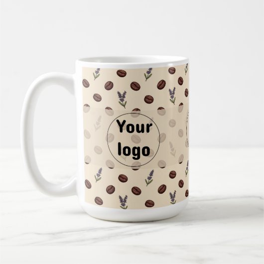 Antike Kaffebohnen und Lavendel nahtloses Muster Kaffeetasse (Links)