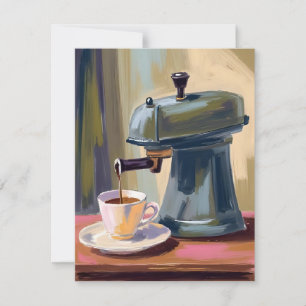Antike Kaffeemaschine Latte Aquarell Dankeskarte