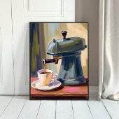 Antike Kaffeemaschine Latte Wasserfarbe Poster