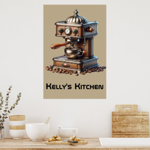 Antike Kaffeemaschine mit individuellem Namen Poster