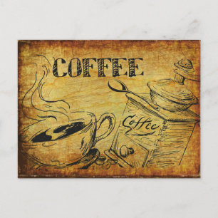 Antike Kaffeetasse alte Kaffeemühle Postkarte
