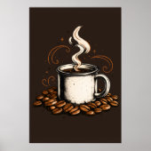 Antike Kaffeetasse mit Kaffeebohnen | Gemütlicher Poster (Vorne)