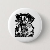 Antike Kalligrafie Buchstaben Masonic Letter B Button (Vorderseite)