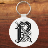 Antike kalligrafische Symbole Buchstaben R Schlüsselanhänger (Vorderseite)