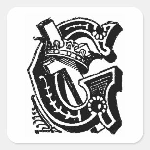 Antike kalligraphische Masonische Symbole Buchstab Quadratischer Aufkleber